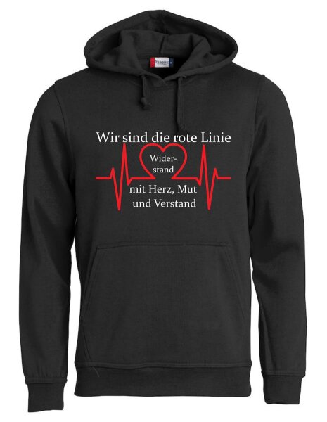 Pulli/Hoody/Zipper mit Aufdruck rote Linie, Herz, Widerstand