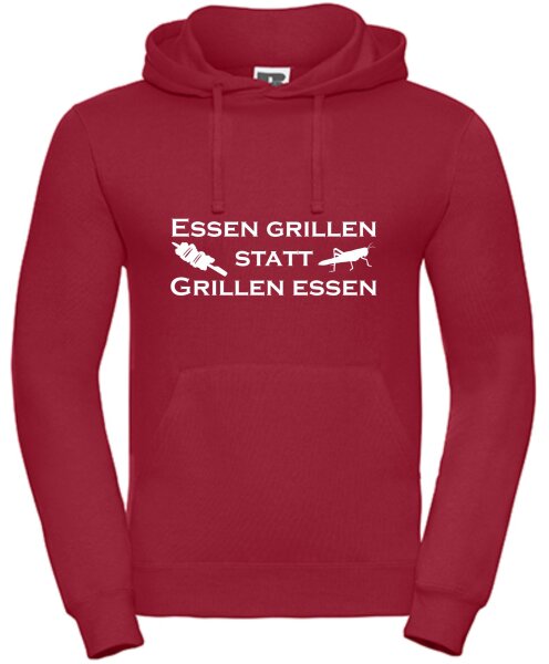 Hoody mit Aufdruck Essen Grillen statt Grillen Essen