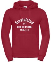 Pulli/Hoody/Zipper mit Aufdruck Staatsfeind ICD-Code ungeimpft