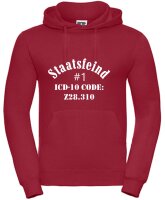 Hoody mit Aufdruck Staatsfeind ICD-Code ungeimpft