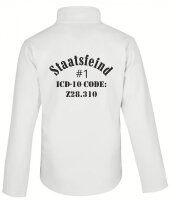 Softshell Jacke mit Aufdruck Staatsfeind ICD-Code ungeimpft