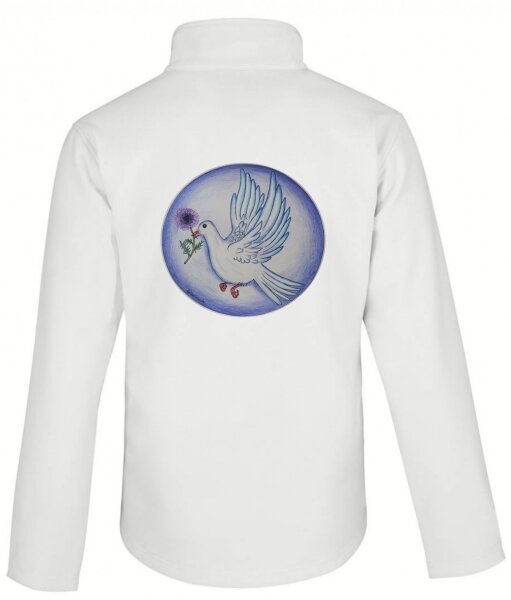 Softshell Jacke mit Aufdruck Friedenstaube mit Distel