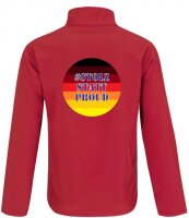 Softshell Jacke mit Aufdruck Deutschlandfahne mit #Stolzmonat oder #Stolzstattproud