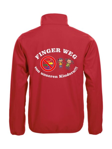 Softshell Jacke mit Aufdruck Finger weg von unseren Kindern!!!