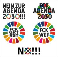 Softshell/Regenjacke mit Aufdruck gegen WEF/Agenda 2030