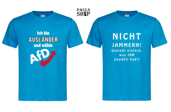 AfD blaues Shirt, verschiedene Motive