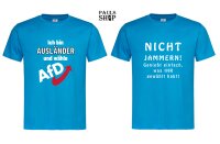 AfD blaues Shirt, verschiedene Motive