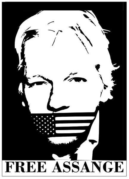 Free Assange schwarz weiß